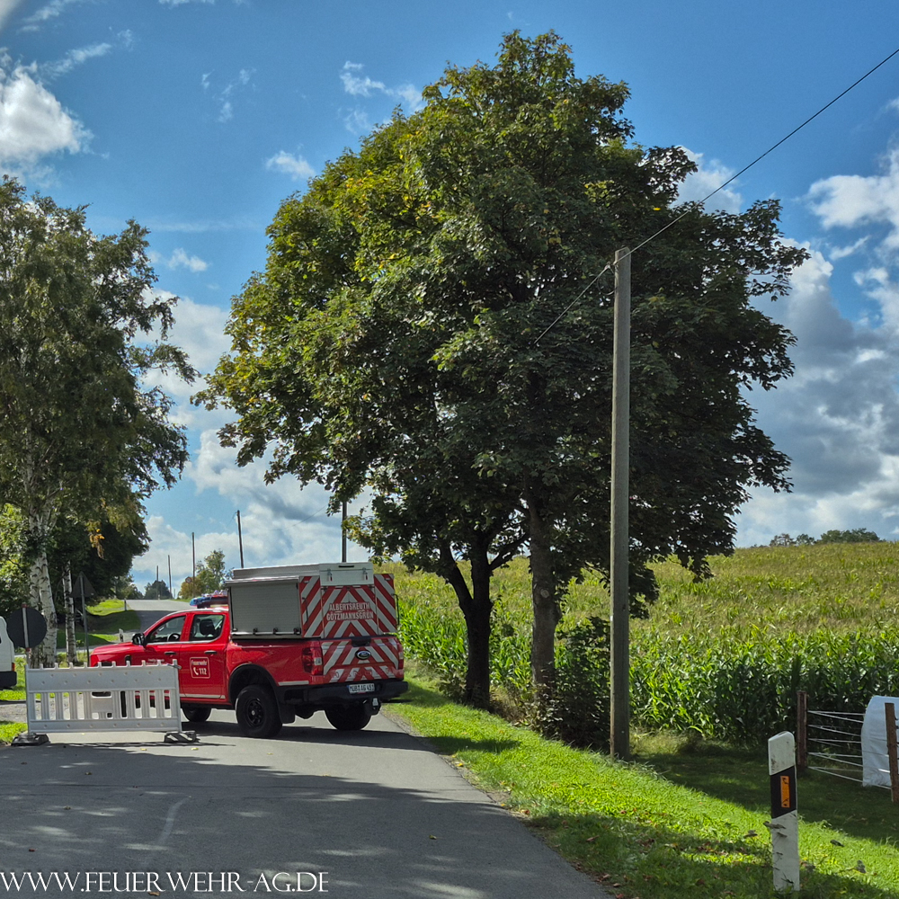 Straßenabsperrung in Götzmannsgrün